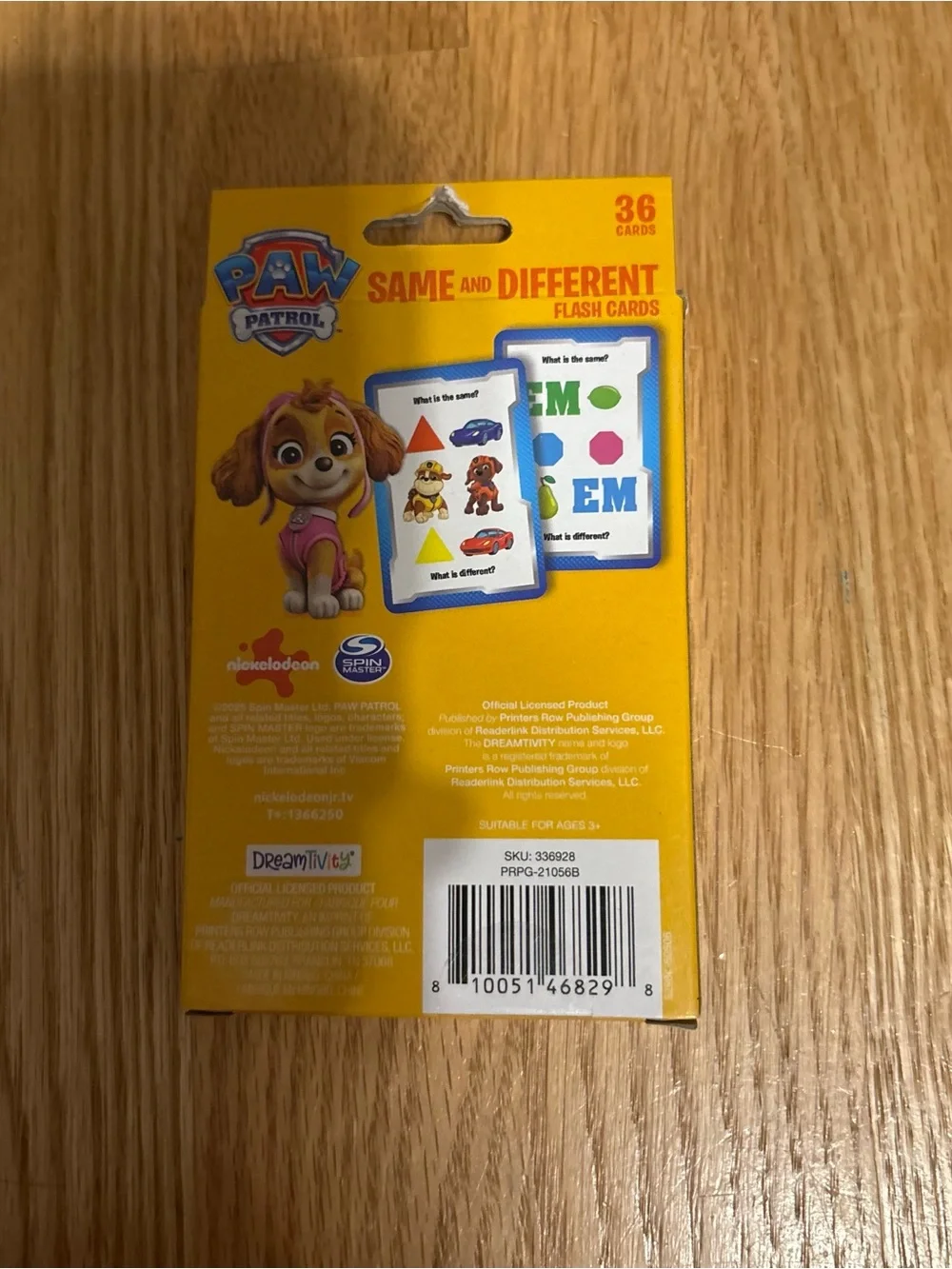 Paw Patrol Yellow and Blue Same Different Flash Cards - 36 Pieces Card Game NEW